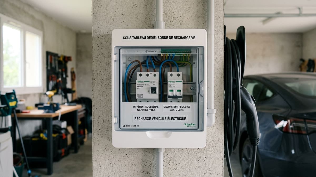 Tableau divisionnaire dédié pour protéger une Wallbox en France
