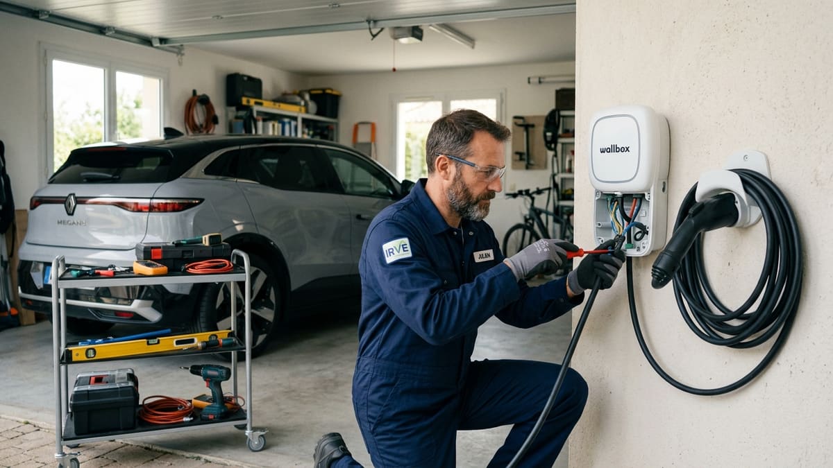 Installation d'une borne de recharge à domicile par un professionnel IRVE certifié